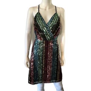 VENUS Multi-Colored Sequin Racerback
Spaghetti Strap Mini Dress SIZE 8